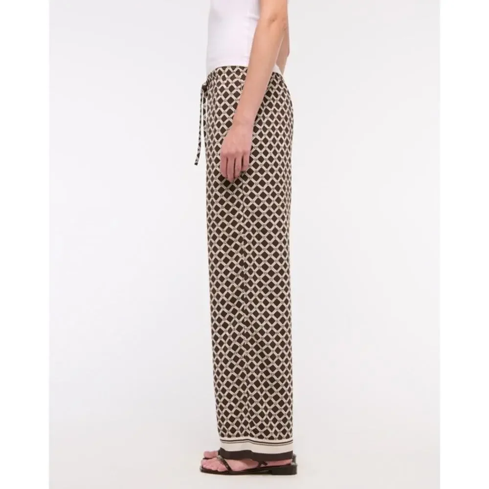 Abercrombie & Fitch Brown Geometric Wide Leg Drapey Pull On Pants Size Small